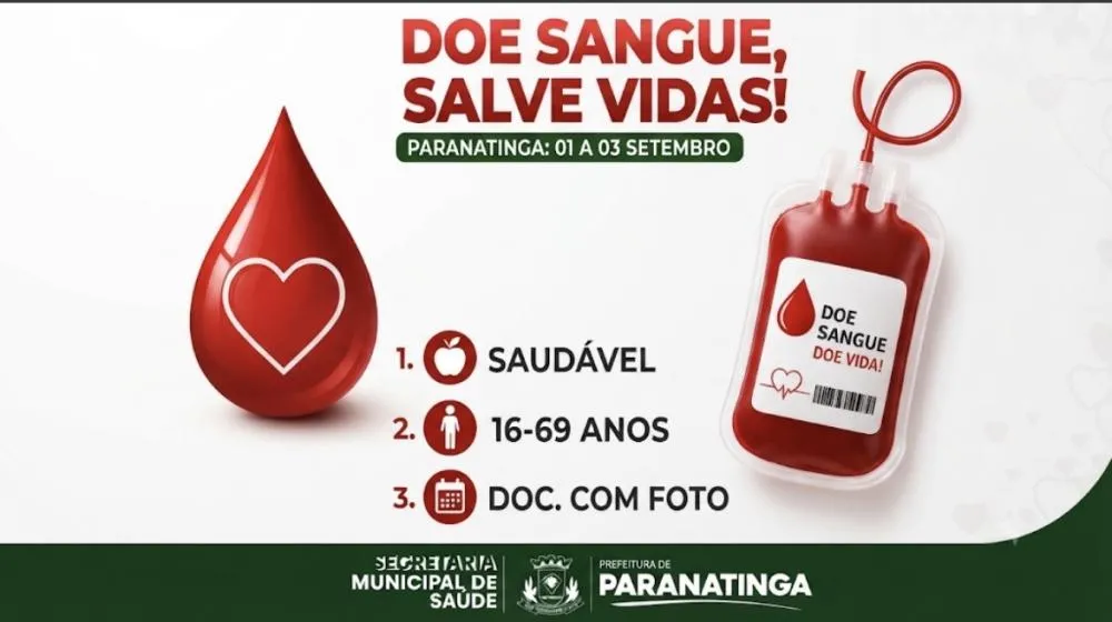 Hemocentro em Paranatinga: Prefeitura realiza ação de coleta de sangue em setembro